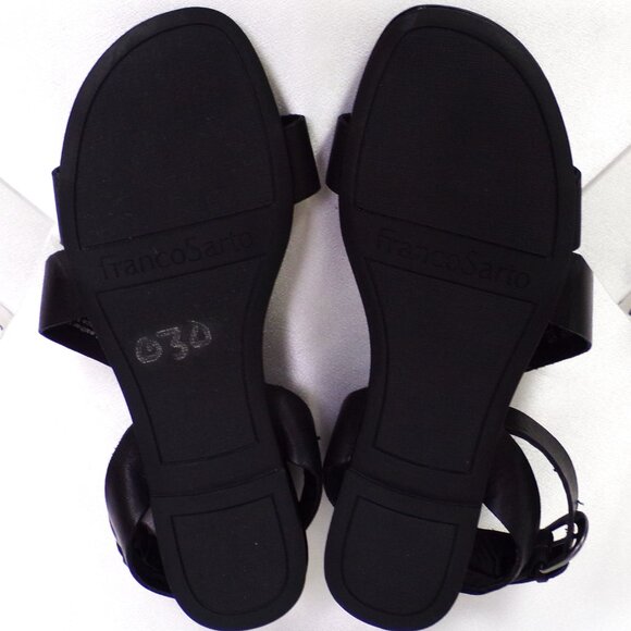 FRANCO SARTO size7M GUSTAR black flat-heel sandals leather uppers bal. synth. - Picture 15 of 16